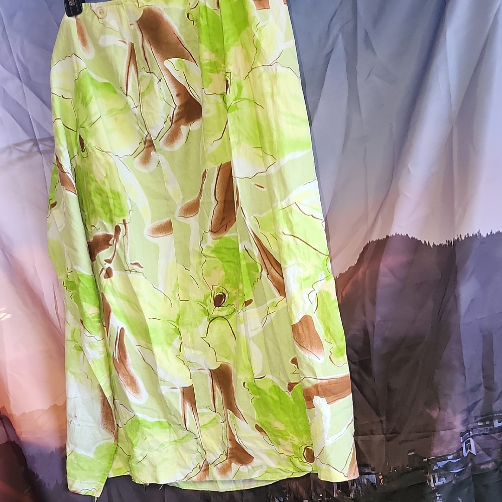 *Chic Lime and Brown Midi Skirt